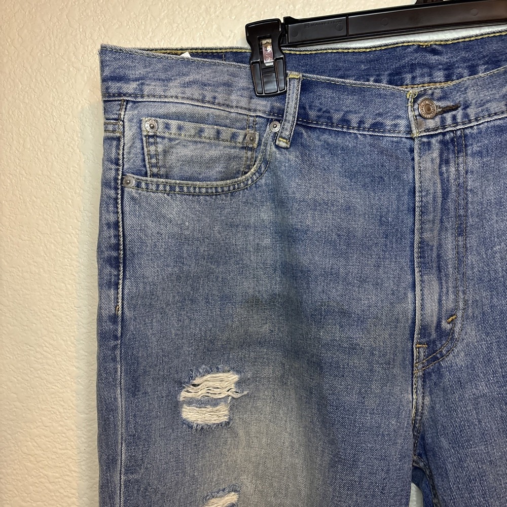 Size 40 Levi Strauss Cut Off Jean Shorts Blue Denim Distressed - Picture 3 of 15